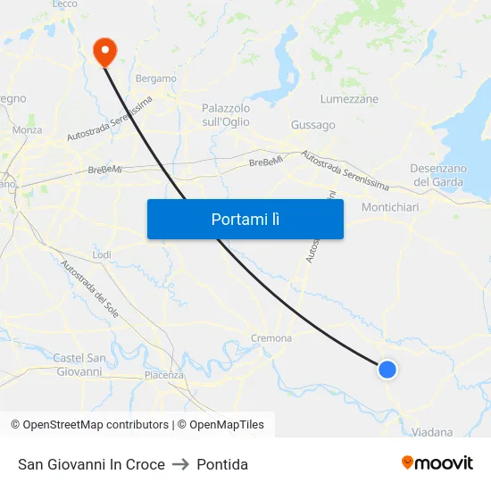 San Giovanni In Croce to Pontida map