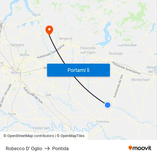 Robecco D' Oglio to Pontida map