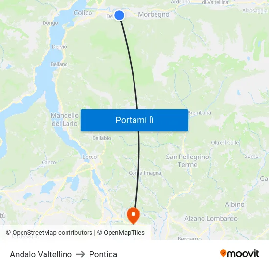 Andalo Valtellino to Pontida map