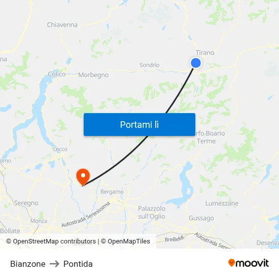 Bianzone to Pontida map