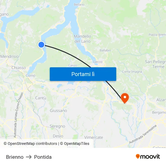 Brienno to Pontida map