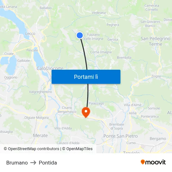 Brumano to Pontida map