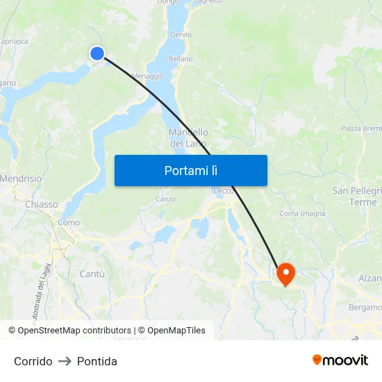 Corrido to Pontida map