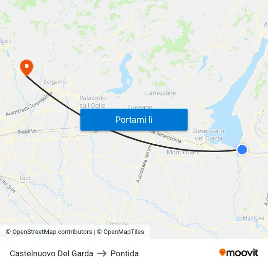 Castelnuovo Del Garda to Pontida map