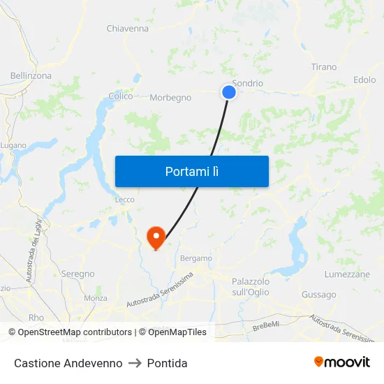 Castione Andevenno to Pontida map