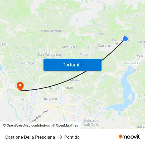Castione Della Presolana to Pontida map