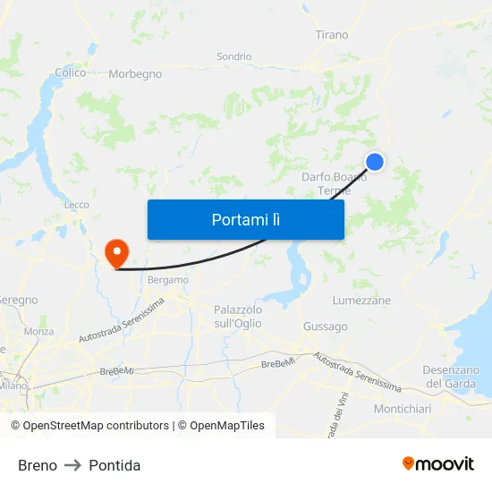 Breno to Pontida map