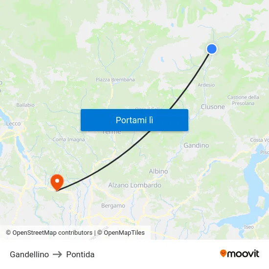 Gandellino to Pontida map