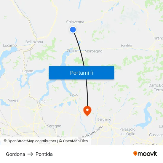 Gordona to Pontida map