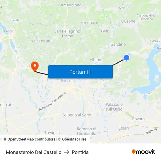 Monasterolo Del Castello to Pontida map