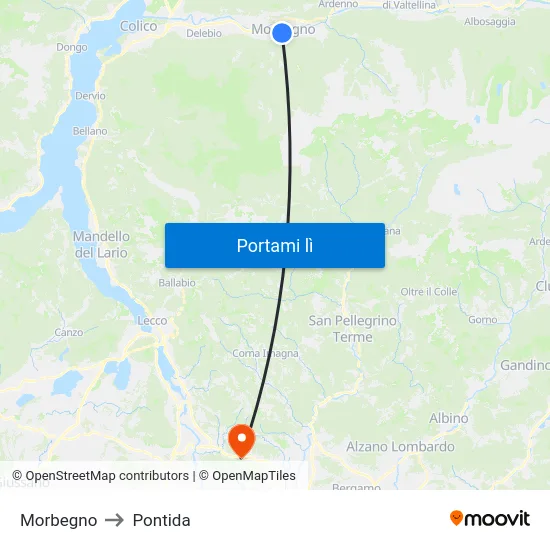 Morbegno to Pontida map