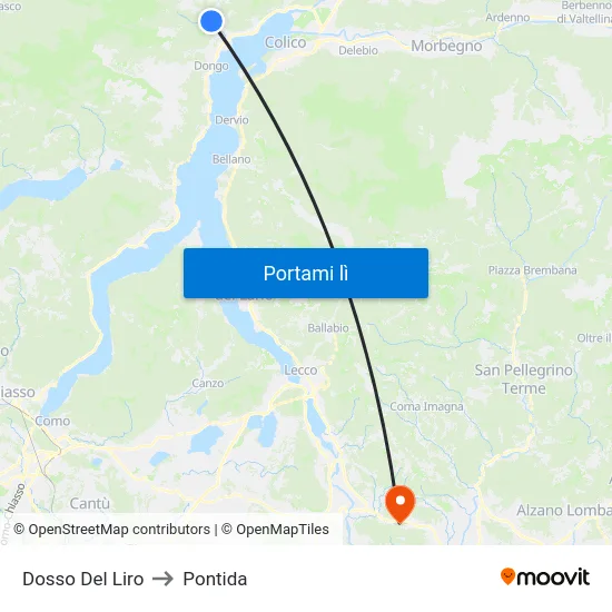 Dosso Del Liro to Pontida map