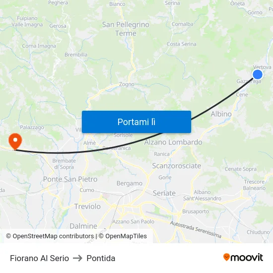 Fiorano Al Serio to Pontida map