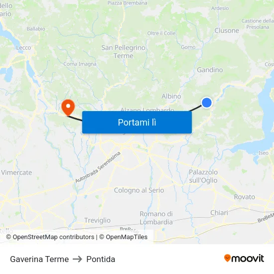 Gaverina Terme to Pontida map