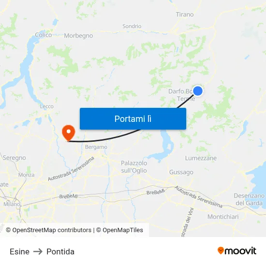 Esine to Pontida map