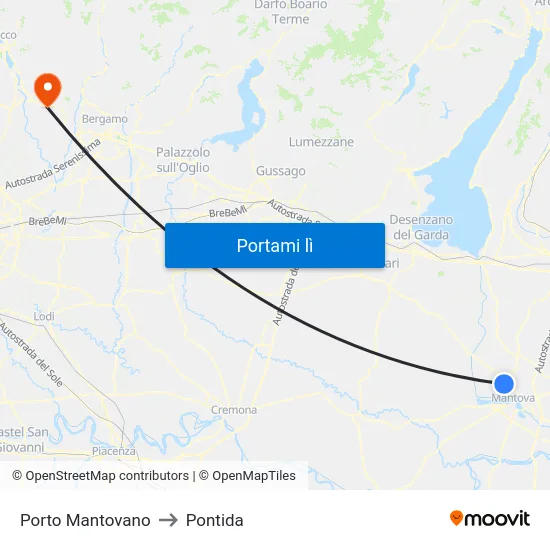 Porto Mantovano to Pontida map