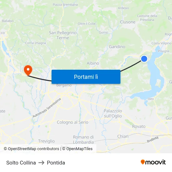 Solto Collina to Pontida map