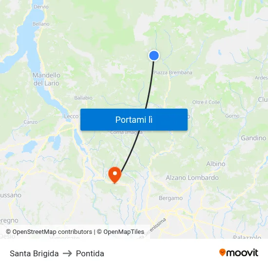 Santa Brigida to Pontida map