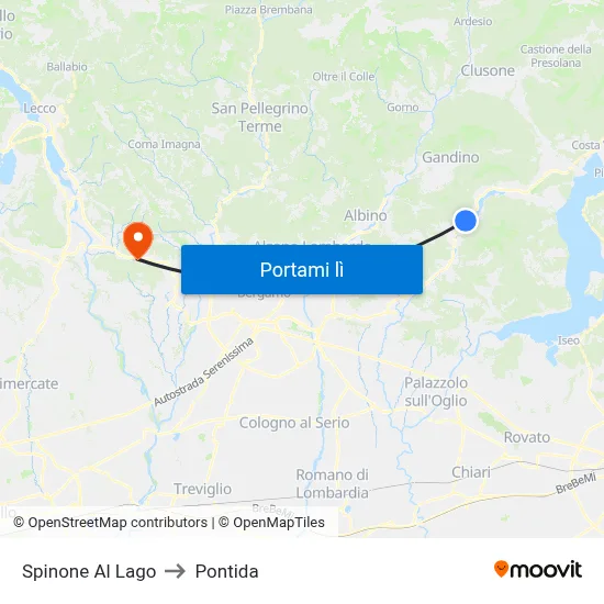 Spinone Al Lago to Pontida map