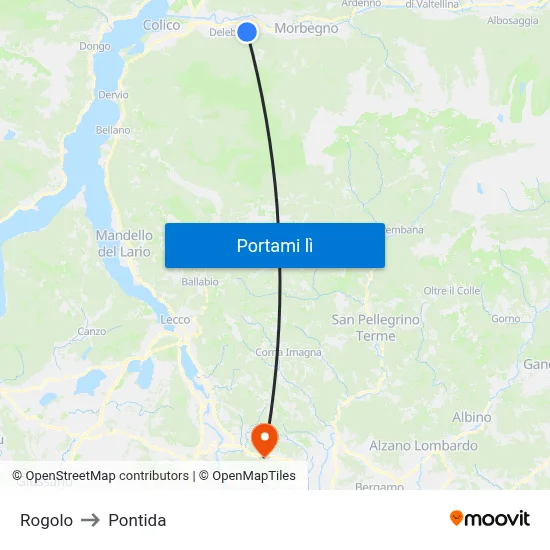 Rogolo to Pontida map