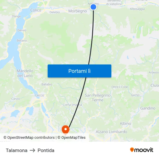 Talamona to Pontida map