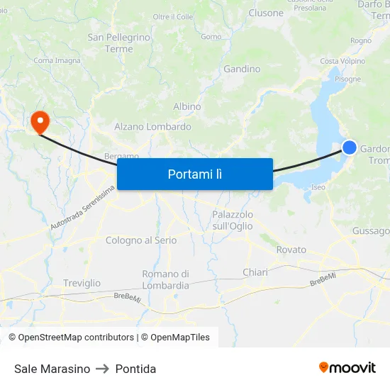 Sale Marasino to Pontida map