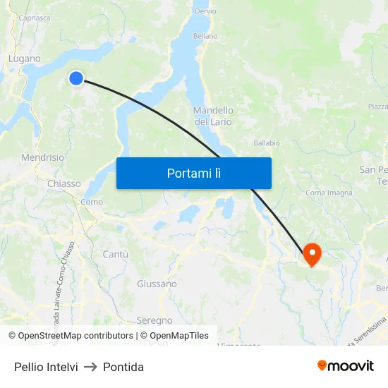 Pellio Intelvi to Pontida map
