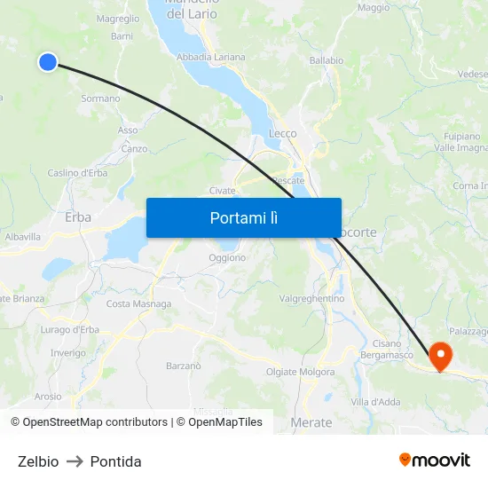 Zelbio to Pontida map