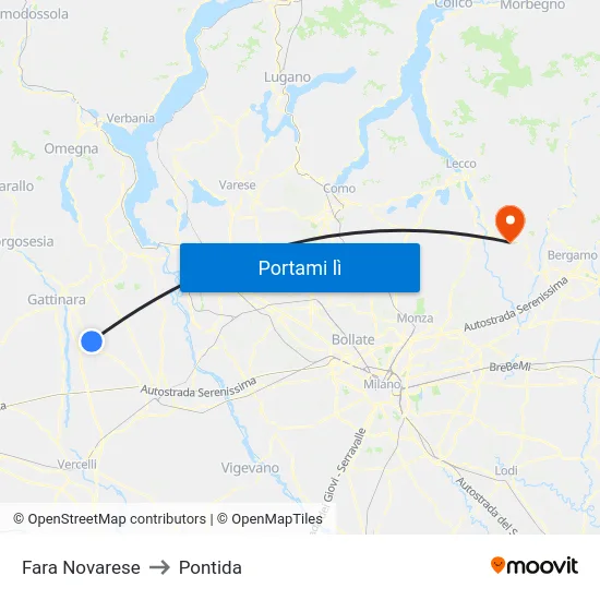 Fara Novarese to Pontida map