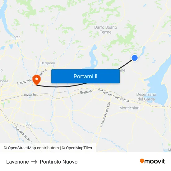 Lavenone to Pontirolo Nuovo map