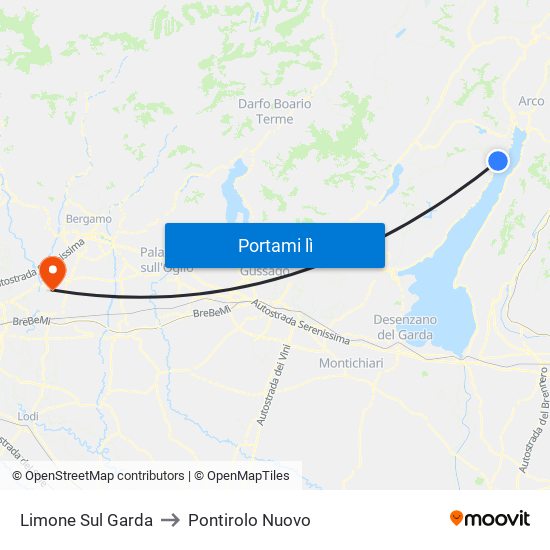 Limone Sul Garda to Pontirolo Nuovo map