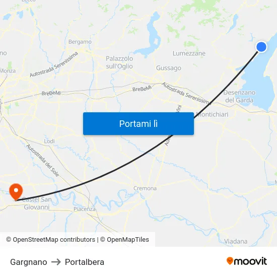 Gargnano to Portalbera map