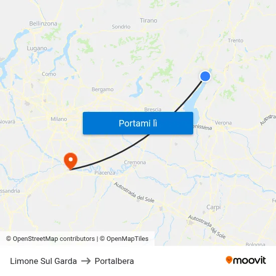 Limone Sul Garda to Portalbera map