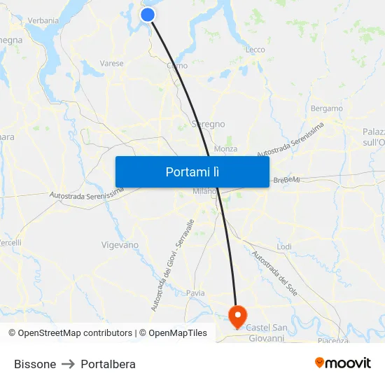 Bissone to Portalbera map