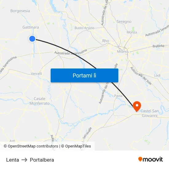 Lenta to Portalbera map