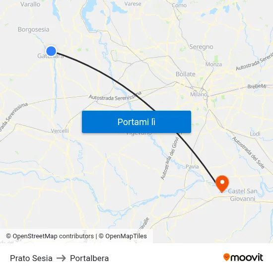 Prato Sesia to Portalbera map