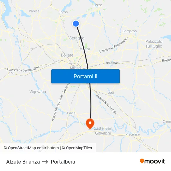 Alzate Brianza to Portalbera map