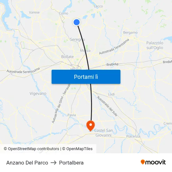 Anzano Del Parco to Portalbera map