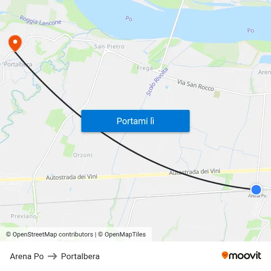Arena Po to Portalbera map