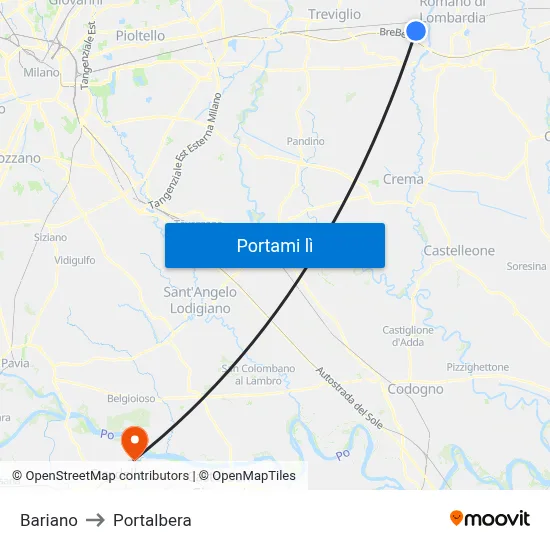 Bariano to Portalbera map
