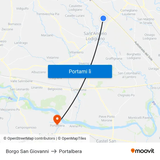 Borgo San Giovanni to Portalbera map