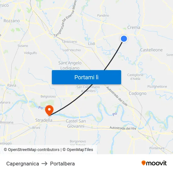 Capergnanica to Portalbera map