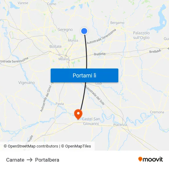 Carnate to Portalbera map