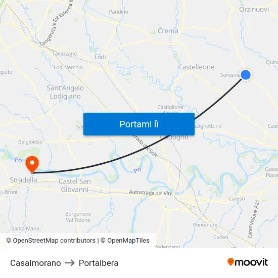 Casalmorano to Portalbera map