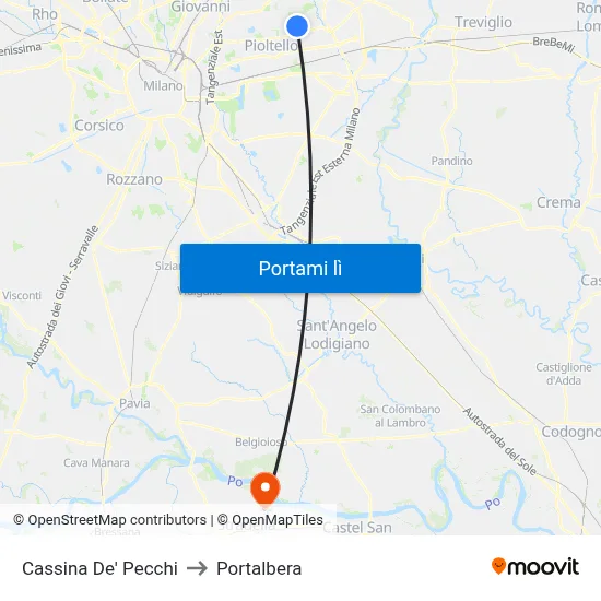 Cassina De' Pecchi to Portalbera map