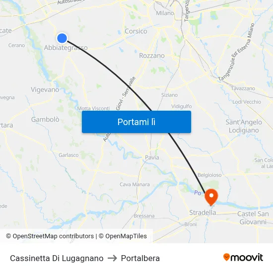 Cassinetta Di Lugagnano to Portalbera map