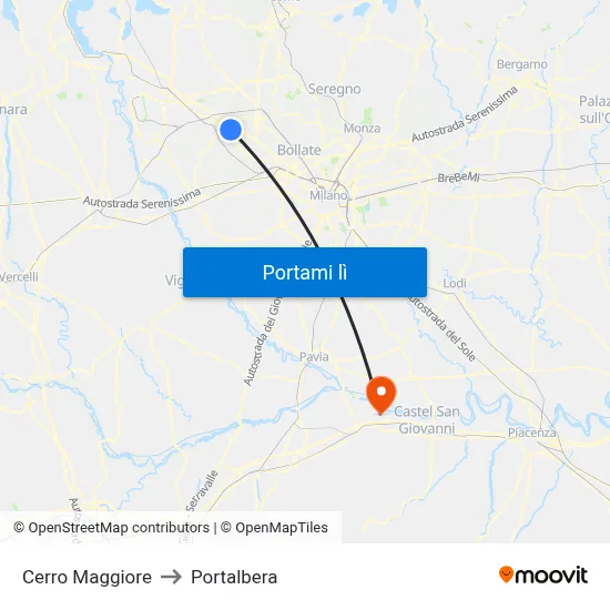 Cerro Maggiore to Portalbera map