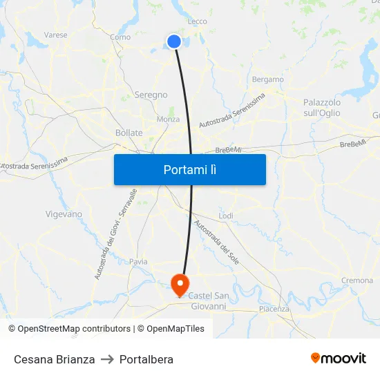 Cesana Brianza to Portalbera map