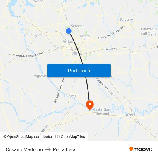 Cesano Maderno to Portalbera map