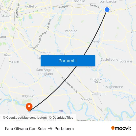Fara Olivana Con Sola to Portalbera map